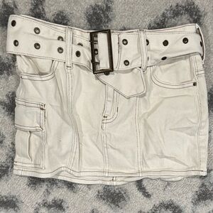 Pacsun off white and brass gold hardware belt cargo mini skirt